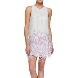 Taylor Swift Dress Allegra White Beaded & Feather Embellished Mini